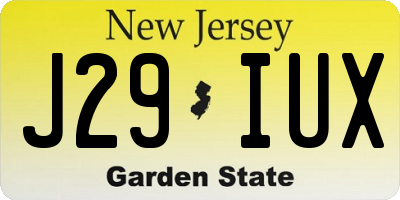 NJ license plate J29IUX