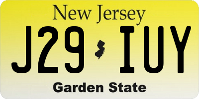 NJ license plate J29IUY