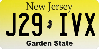 NJ license plate J29IVX