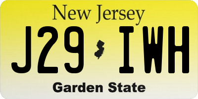 NJ license plate J29IWH