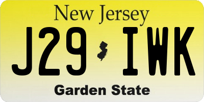 NJ license plate J29IWK