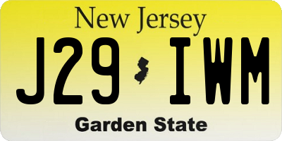NJ license plate J29IWM