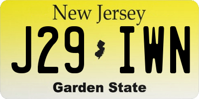 NJ license plate J29IWN