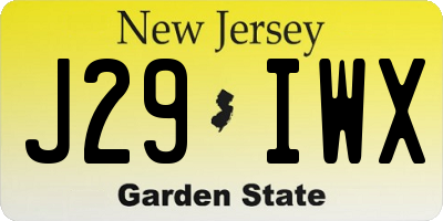 NJ license plate J29IWX