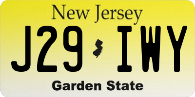 NJ license plate J29IWY