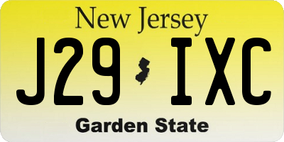 NJ license plate J29IXC
