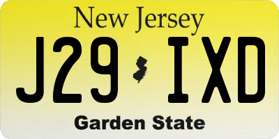 NJ license plate J29IXD