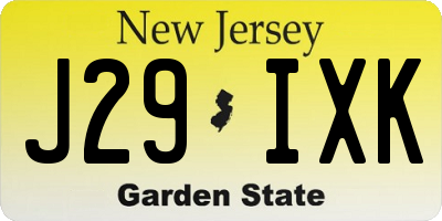 NJ license plate J29IXK