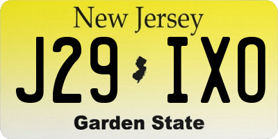 NJ license plate J29IXO