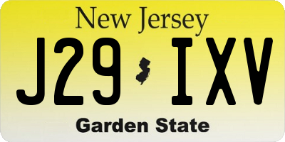NJ license plate J29IXV