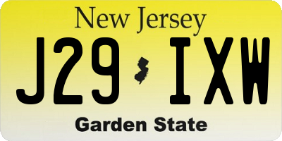 NJ license plate J29IXW