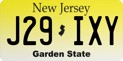 NJ license plate J29IXY