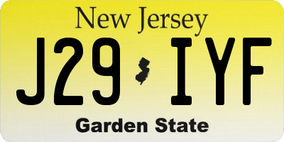 NJ license plate J29IYF