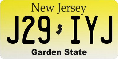 NJ license plate J29IYJ