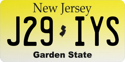 NJ license plate J29IYS