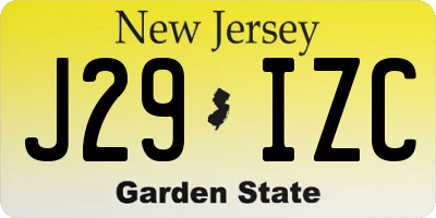 NJ license plate J29IZC