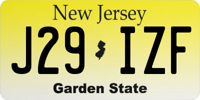 NJ license plate J29IZF