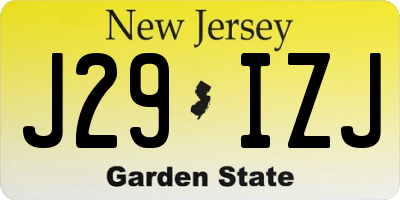 NJ license plate J29IZJ