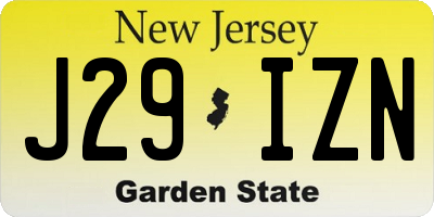 NJ license plate J29IZN