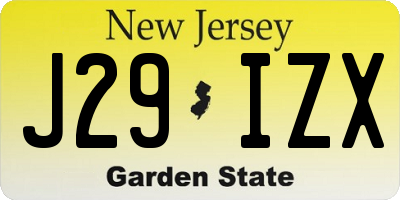 NJ license plate J29IZX