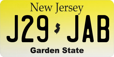 NJ license plate J29JAB