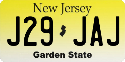 NJ license plate J29JAJ
