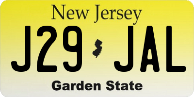 NJ license plate J29JAL