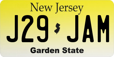 NJ license plate J29JAM