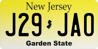 NJ license plate J29JAO