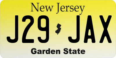 NJ license plate J29JAX