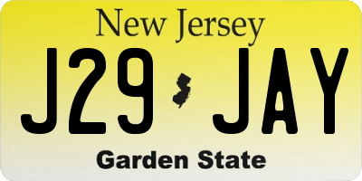 NJ license plate J29JAY