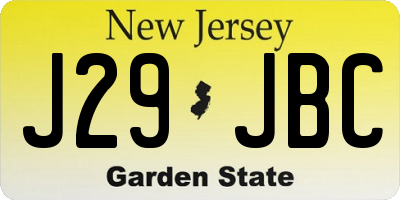 NJ license plate J29JBC