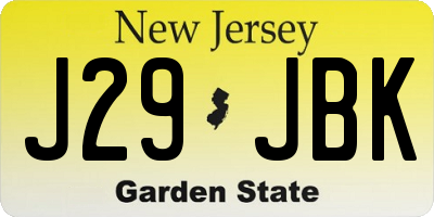 NJ license plate J29JBK