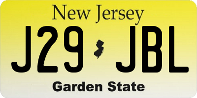 NJ license plate J29JBL