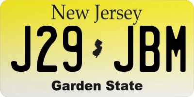 NJ license plate J29JBM