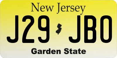 NJ license plate J29JBO