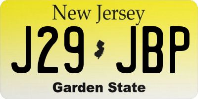NJ license plate J29JBP