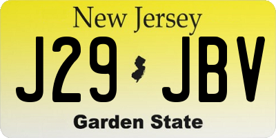NJ license plate J29JBV