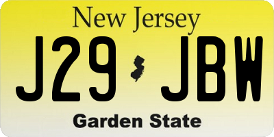 NJ license plate J29JBW