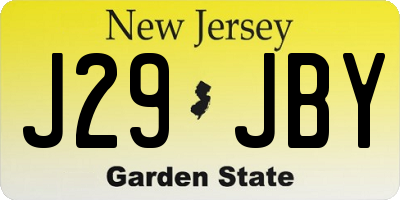 NJ license plate J29JBY
