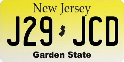 NJ license plate J29JCD