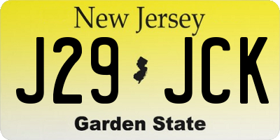 NJ license plate J29JCK