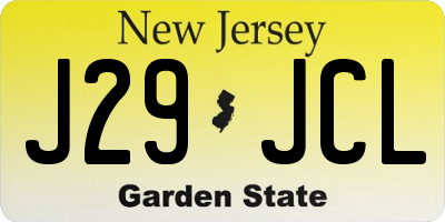 NJ license plate J29JCL