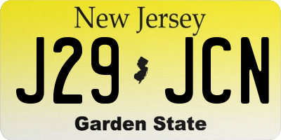 NJ license plate J29JCN