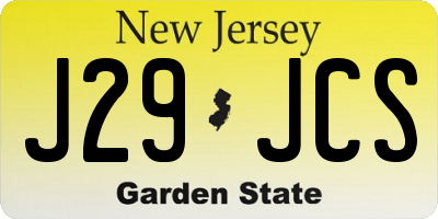 NJ license plate J29JCS