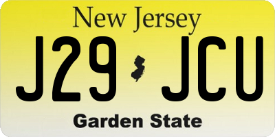 NJ license plate J29JCU