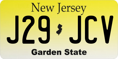 NJ license plate J29JCV
