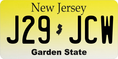 NJ license plate J29JCW