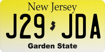 NJ license plate J29JDA
