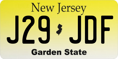 NJ license plate J29JDF